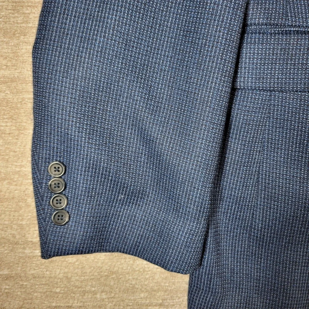 Alan Flusser Blazer Jacket XXL Mens Navy Micro Check Paisley Lined Sport Coat